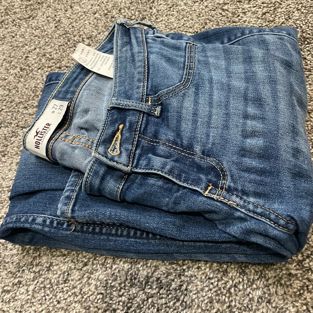 Hollister Blue Skinny Jeans with Subtle Fading